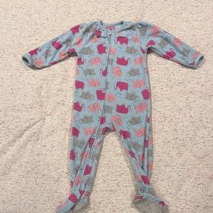 Elephant Print Kids Footie Pajamas
